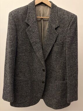 Harris Tweed X Eaton Blazer Jacket Wool Gray & Multi Colour Flecks 44R Canada